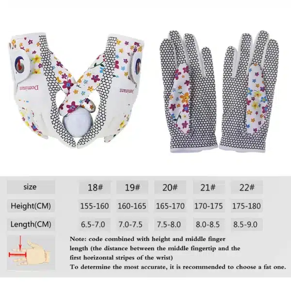 Golf Glove Women Ladies Pair Cool Leather Both Hand Summer Floral Colorful Breathable for Non Slip Gloves 1 Pair - Image 6