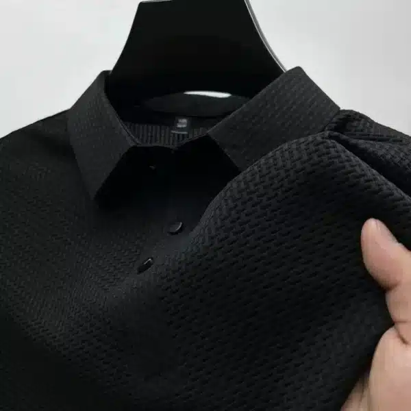 Asian Sizes Golf shirt Summer New Men's Lop-up Hollow Short-sleeved Polo Shirt Ice Silk - Image 10