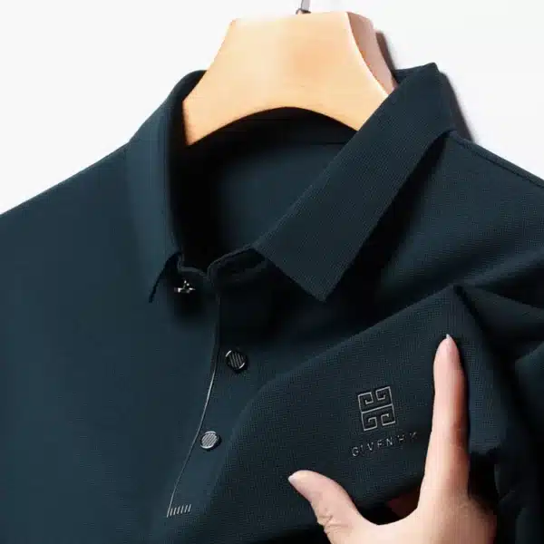 Slim Fit Blouse Collar T-shirt，Men's New Polo Shirt, Seamless Premium Luxury Cool Fabric, Business Casual Golf，POLOS - Image 9