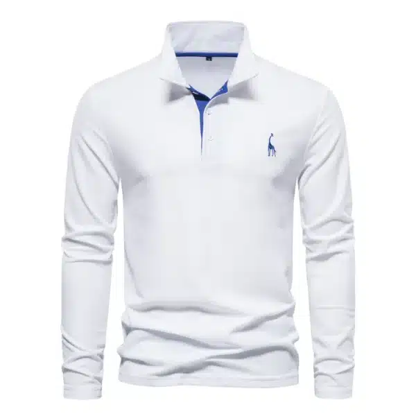 AIOPESON New Men's Deer Embroidery Polo Shirts Solid Color Long Sleeve Social Business Male - Image 10
