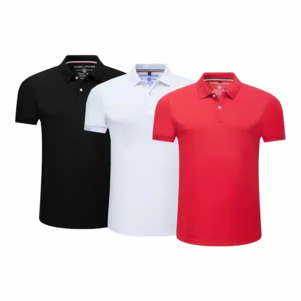 Polo 3-Piece Set Shirts Short Sleeve Casual Solid Color Fashion Summer Male Turndown Tops Work Clothes Breathabl Comfortable - Image 10