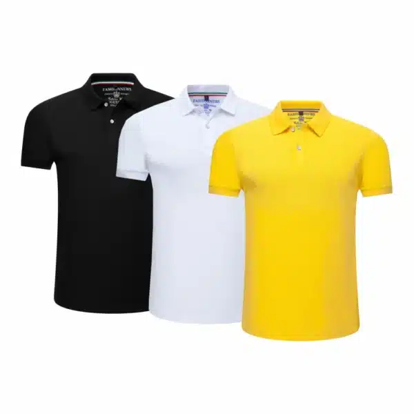 Polo 3-Piece Set Shirts Short Sleeve Casual Solid Color Fashion Summer Male Turndown Tops Work Clothes Breathabl Comfortable - Image 13