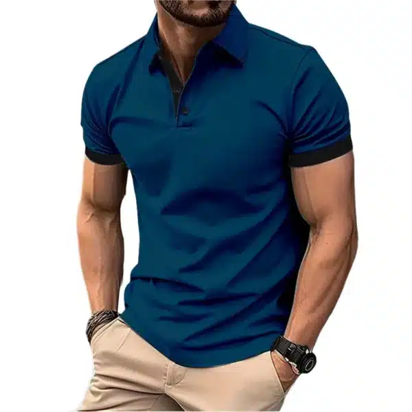 Summer Short Sleeve Polo Shirt Mens Large Stritching T Shirts Lapel Business Breathable Tee Shirt Lightweight Sweatwear - Image 11