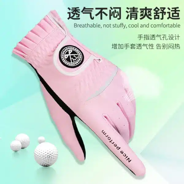 TTYGJ 2 Pair Golf Gloves For Women Breathable PU Leather Golf with Non-Slip Particle Outdoor Sports Hand Wear Golf Accessory - Image 3