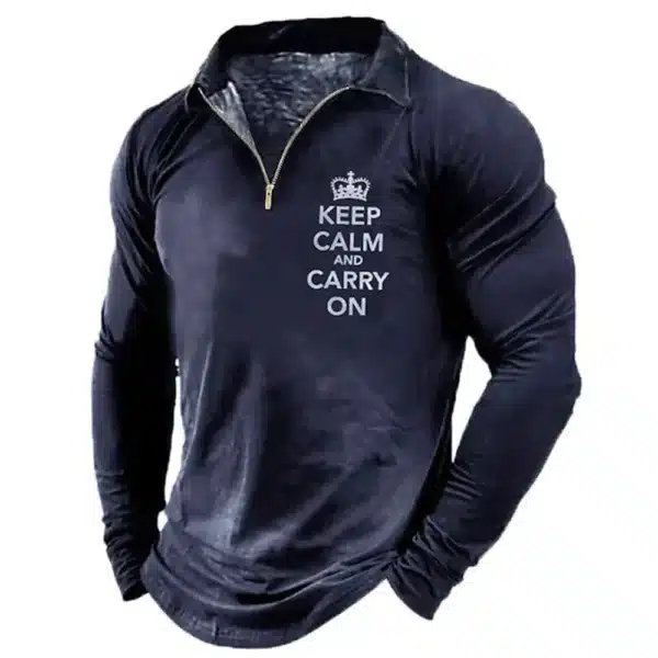 Men T-shirt Collar Polo Golf Letter Plain Turndown 3d Print Pattern Crown Street Long Sleeve Zipper Luxury Men's Clothing Spring - Image 2