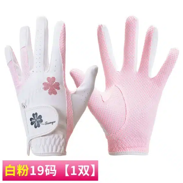 TTYGJ Golf Women's Gloves PU Leather Left and Right Hands 1 Pair of Anti Slip Particles with Breathable Outdoor Sports Gloves - Image 7