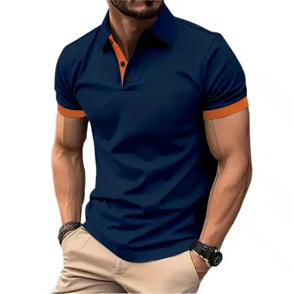Summer Short Sleeve Polo Shirt Mens Large Stritching T Shirts Lapel Business Breathable Tee Shirt Lightweight Sweatwear - Image 8