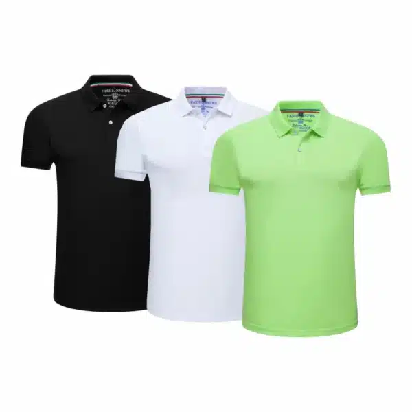 Polo 3-Piece Set Shirts Short Sleeve Casual Solid Color Fashion Summer Male Turndown Tops Work Clothes Breathabl Comfortable - Image 12