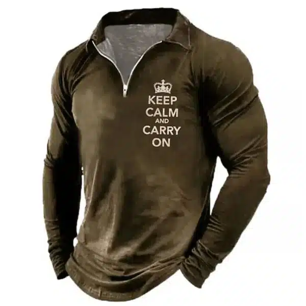 Men T-shirt Collar Polo Golf Letter Plain Turndown 3d Print Pattern Crown Street Long Sleeve Zipper Luxury Men's Clothing Spring - Image 9