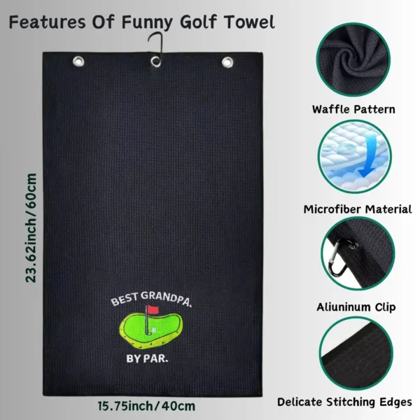 Funny Microfiber Premium Golf Towel, Embroidered Golf Towels for Golf Bags for Men&Women, Golf Accessories for Men Golfers - Image 4