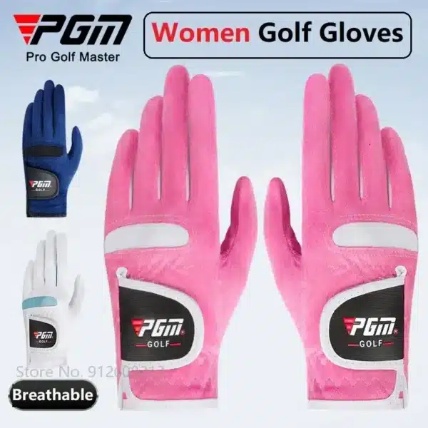 PGM 1 Pair Women's Soft Golf Gloves Ladies Left and Right Breathable Golf Mitten Female Elastic Microfiber Cloth Sports Gloves - Image 2