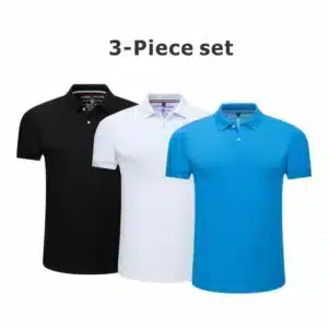 Polo 3-Piece Set Shirts Short Sleeve Casual Solid Color Fashion Summer Male Turndown Tops Work Clothes Breathabl Comfortable