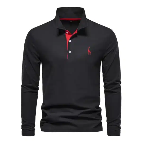 AIOPESON New Men's Deer Embroidery Polo Shirts Solid Color Long Sleeve Social Business Male - Image 12