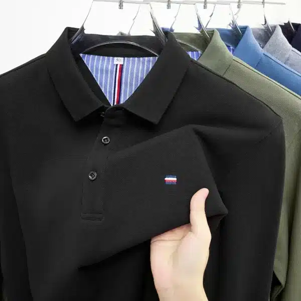 New Men's Casual and Fashionable Embroidered Long Sleeved Polo Shirt Comfortable Breathable and Versatile Summer Top - Image 5