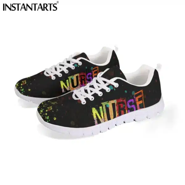 INSTANTARTS Rainbow Heart Drawing Women's Shoes Lace Up Sport Sneaker Healthcare Nursing Design Casual Flats Shoes Lightweight - Image 22
