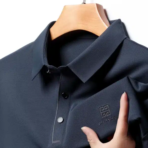 Slim Fit Blouse Collar T-shirt，Men's New Polo Shirt, Seamless Premium Luxury Cool Fabric, Business Casual Golf，POLOS - Image 7