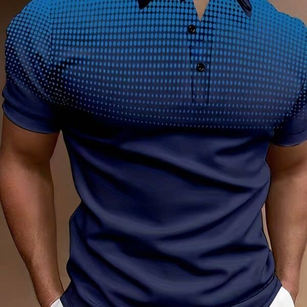 Men's Summer Casual Short Sleeve Shirt With Buttons And Collar, Orange Mesh Print, Sports Style Top For Golf/Tennis/Office - Image 14