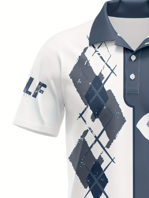 Men's Casual Playing Golf Print Short Sleeve Lapel Shirt For Summer - Image 3