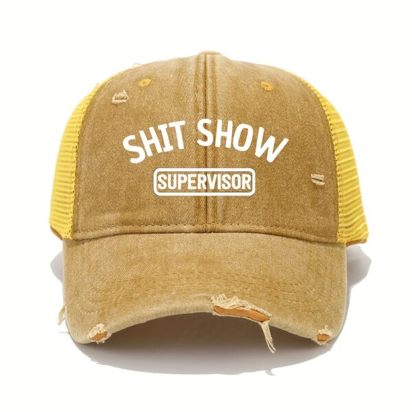 Vintage Washed Unisex Breathable Baseball Cap - Distressed Mesh Trucker Hats for Women & Men with Adjustable Strap and Golf Sun Protection - Unique Shit Show Printed Design - Image 16
