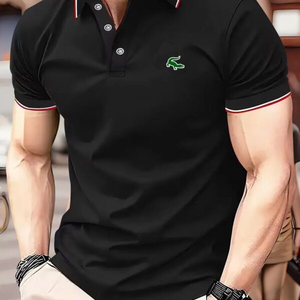 Green Crocodile Graphic Print Men's Casual V-neck T-shirt Short Sleeve Summer Men's Clothes Comfortable Breathable Regular Fit Golf Polo Shirt Button Down - Image 13