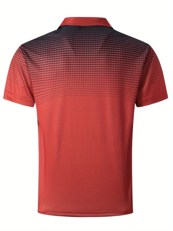 Men's Summer Casual Short Sleeve Shirt With Buttons And Collar, Orange Mesh Print, Sports Style Top For Golf/Tennis/Office - Image 8