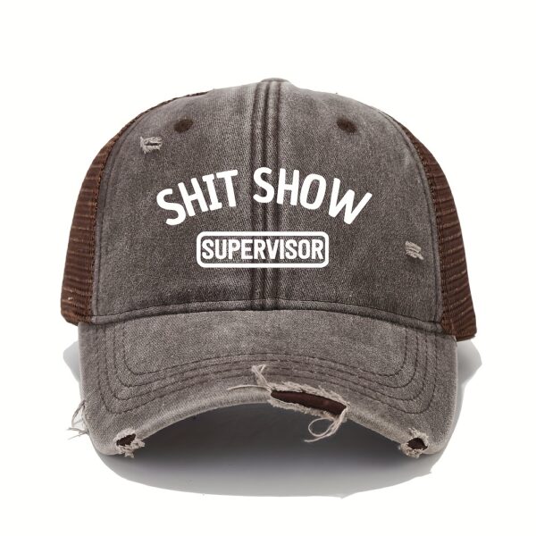 Vintage Washed Unisex Breathable Baseball Cap - Distressed Mesh Trucker Hats for Women & Men with Adjustable Strap and Golf Sun Protection - Unique Shit Show Printed Design - Image 10