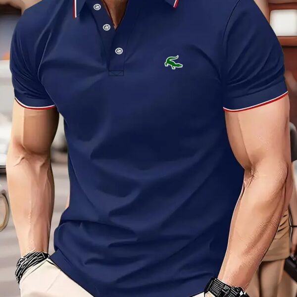 Green Crocodile Graphic Print Men's Casual V-neck T-shirt Short Sleeve Summer Men's Clothes Comfortable Breathable Regular Fit Golf Polo Shirt Button Down - Image 11