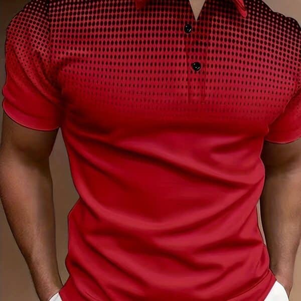 Men's Summer Casual Short Sleeve Shirt With Buttons And Collar, Orange Mesh Print, Sports Style Top For Golf/Tennis/Office - Image 13